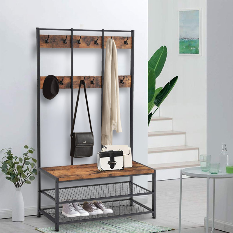 Union Rustic Shulman Hall Tree with Bench and Shoe Storage Wayfair